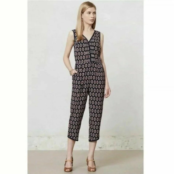 ANTHROPOLOGIE LILKA Samedi Geometric Crop Romper - Picture 1 of 8